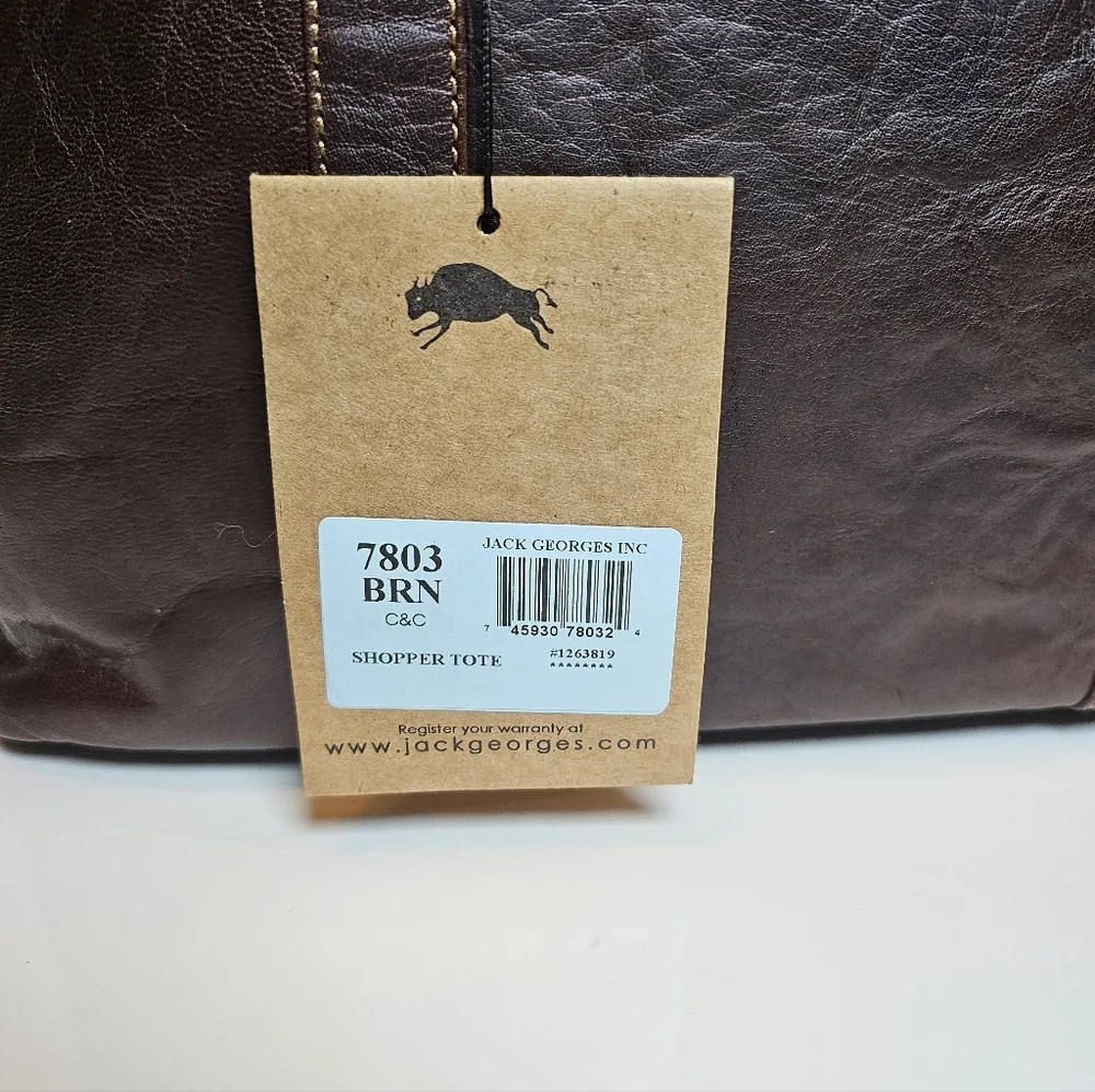 Jack Georges Voyager Brown Buffalo Leather Shopper Tote Bag